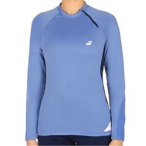 Babolat Womens 1/4 Zip Neck Core Performance Long Sleeve Sweatshirt Top Blue L